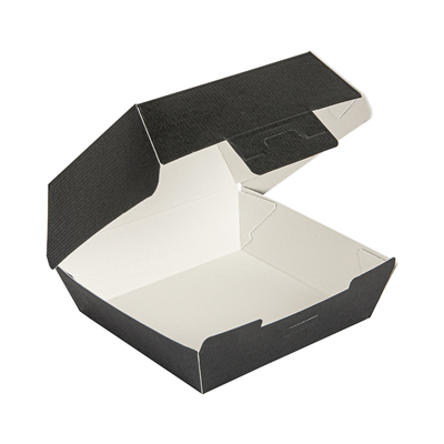 BOÎTES HAMBURGER 'THEPACK' 230 G/M2 13x12,5x6,2 CM (S) NOIR CARTON ONDULÉ NANO-MICRO (450 UNITÉ) – Image 2