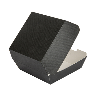 BOÎTES HAMBURGER 'THEPACK' 230 G/M2 13x12,5x6,2 CM (S) NOIR CARTON ONDULÉ NANO-MICRO (450 UNITÉ) – Image 3