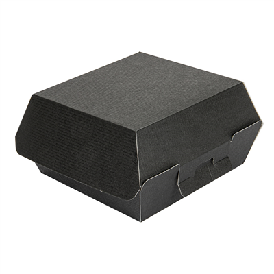 BOÎTES HAMBURGER 'THEPACK' 230 G/M2 13x12,5x6,2 CM (S) NOIR CARTON ONDULÉ NANO-MICRO (450 UNITÉ)