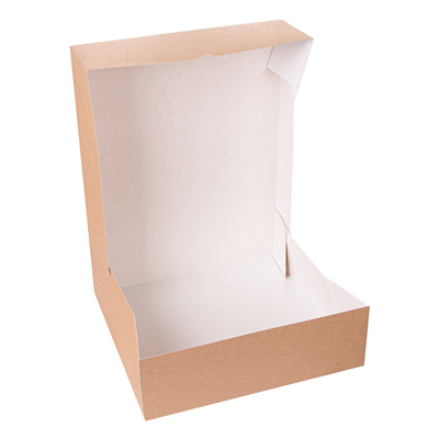 BOÎTES PATISSERIES SANS FENÊTRE 'THEPACK' 240 G/M2 32x32x10 CM NATUREL CARTON ONDULÉ NANO-MICRO (100 UNITÉ) – Image 4