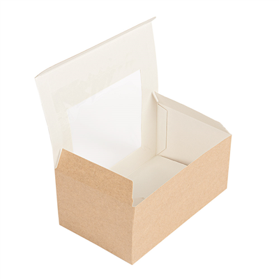 BOÎTES PÂTISSERIES AVEC FENÊTRE 'THEPACK' 240 G/M2 + OPP 18x11x8 CM NATUREL CARTON ONDULÉ NANO-MICRO (400 UNITÉ) – Image 2