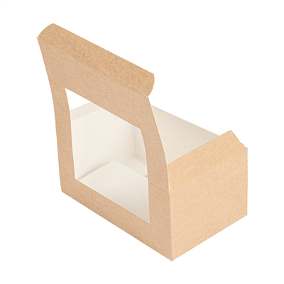 BOÎTES PÂTISSERIES AVEC FENÊTRE 'THEPACK' 240 G/M2 + OPP 18x11x8 CM NATUREL CARTON ONDULÉ NANO-MICRO (400 UNITÉ) – Image 3