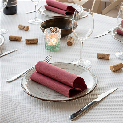 SERVIETTES ECOLABEL 'DOUBLE POINT' 18 G/M2 39x39 CM BORDEAUX OUATE (1200 UNITÉ) – Image 3