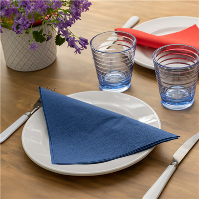 SERVIETTES ECOLABEL 2 PLIS  18 G/M2 39x39 CM BLEU MARINE OUATE (1600 UNITÉ) – Image 2