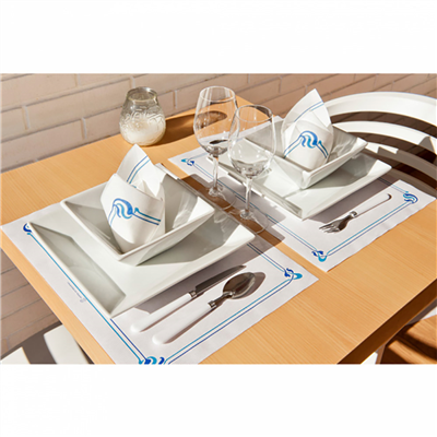 SERVIETTES ECOLABEL 'DOUBLE POINT' MAXIM BLEU 18 G/M2 40x40 CM BLANC OUATE (1200 UNITÉ) – Image 3