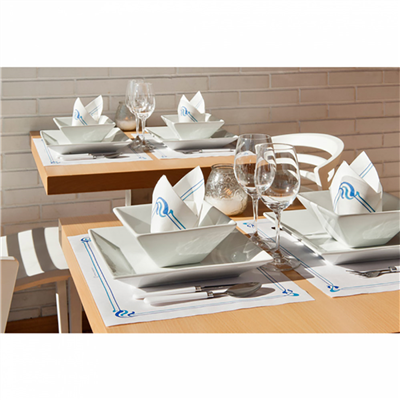 SERVIETTES ECOLABEL 'DOUBLE POINT' MAXIM BLEU 18 G/M2 40x40 CM BLANC OUATE (1200 UNITÉ) – Image 4