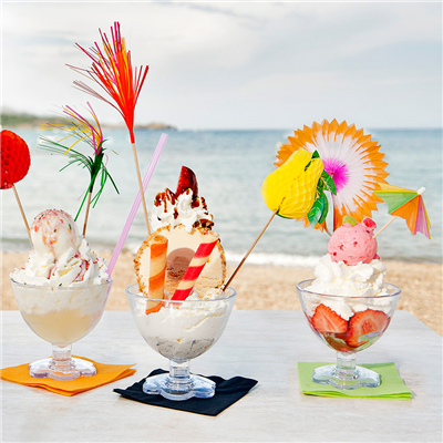 DÉCORS POUR GLACES "OMBRELLE D'INDONESIE"  Ø 12x15 CM ASSORTI BOIS (100 UNITÉ) – Image 2