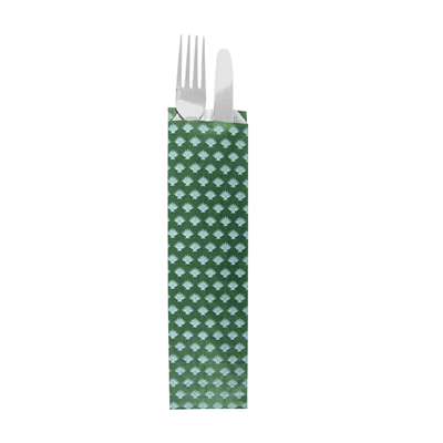 ÉTUIS POUR COUVERTS 'PARK AVENUE' 32 G/M2 7+4x26 CM VERT PRAIRIE CELLULOSE (500 UNITÉ) – Image 2
