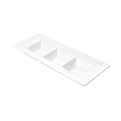 RECTANGLES 3 COMPARTIMENTS  26 CM BLANC PORCELAINE (6 UNITÉ)
