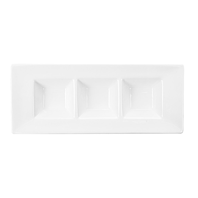 RECTANGLES 3 COMPARTIMENTS  26 CM BLANC PORCELAINE (6 UNITÉ) – Image 3