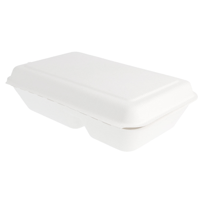 COQUILLES 2 COMPART. 'BIONIC' 1 L 16,5x22,5x6,4 CM BLANC BAGASSE (500 UNITÉ) – Image 2