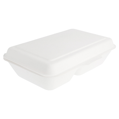 COQUILLES 2 COMPART. 'BIONIC' 1 L 16,5x22,5x6,4 CM BLANC BAGASSE (500 UNITÉ)