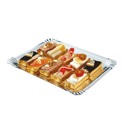 PLATEAUX "TRAITEUR" DEUX FACES  1100 G/M2 28x42 CM ARGENT/OR CARTON (100 UNITÉ) – Image 2