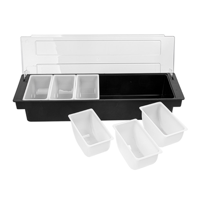DISTRIBUTEUR À CONDIMENTS 6 COMPART.  49,5x15,7x9 CM NOIR PS (1 UNITÉ) – Image 4