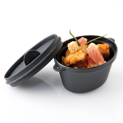 MINI COCOTTES MICRO-ONDABLES+COUVERCLES 65 ML 9,1x5,8x4,5 CM NOIR PP (216 UNITÉ)