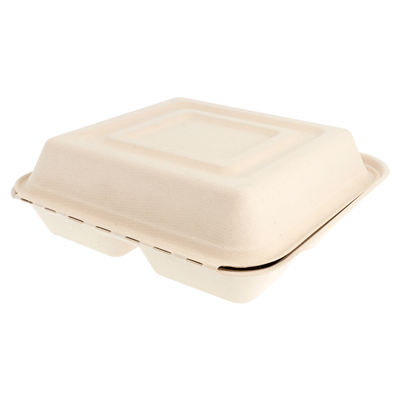 COQUILLES "L" 3 COMPART. 'BIONIC'  25x25x7,5 CM NATUREL BAGASSE (250 UNITÉ) – Image 2