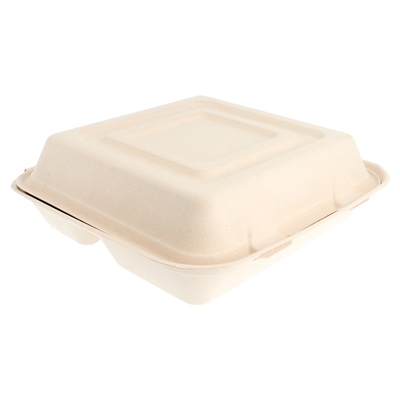 COQUILLES "L" 3 COMPART. 'BIONIC'  25x25x7,5 CM NATUREL BAGASSE (250 UNITÉ)