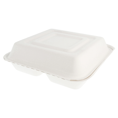 COQUILLES "L" 3 COMPART. 'BIONIC'  25x25x7,5 CM BLANC BAGASSE (250 UNITÉ) – Image 2