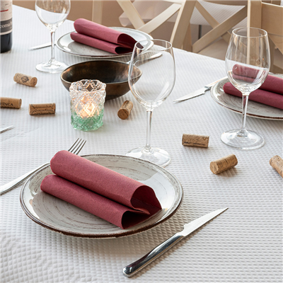 SERVIETTES ECOLABEL 'DOUBLE POINT' 18 G/M2 33x33 CM BORDEAUX OUATE (1200 UNITÉ) – Image 3
