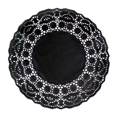 DENTELLES RONDES AJOURÉES  40 G/M2 Ø 9 CM NOIR PAPIER (250 UNITÉ)