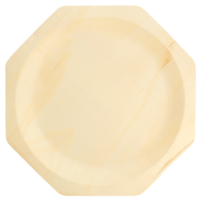 ASSIETTES OCTOGONALES 'WOOD'  Ø 26x2,2 CM NATUREL BOIS (50 UNITÉ)
