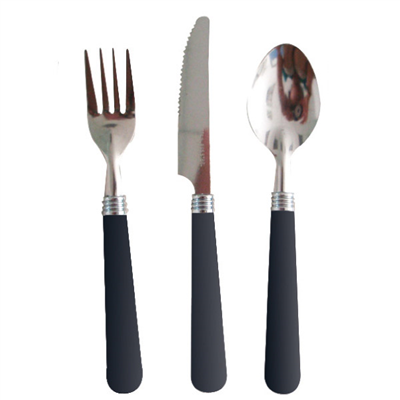 COUVERTS  20/18,3/18 CM NOIR INOX (200 UNITÉ)
