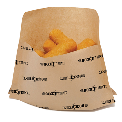 RÉCIPIENTS AVEC BASE "DELICIOUS" DELICIOUS 50 G/M2 + 20 LDPE 21+3x17/11 CM NATUREL KRAFT (100 UNITÉ)