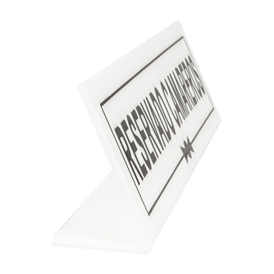 PLAQUE "RESERVADO CAMAREROS"  26x5+5 CM BLANC METACRYLATE (1 UNITÉ) – Image 2