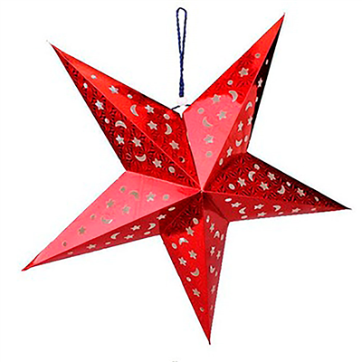 ÉTOILES À PENDRE  Ø 45 CM ROUGE PAPIER (10 UNITÉ)