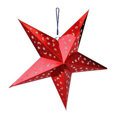 ETOILES À PENDRE  Ø 90 CM ROUGE PAPIER (10 UNITÉ)