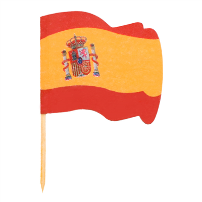 PETITS DRAPEAUX "ESPAGNE"  4x3/6,5 CM ASSORTI BOIS (144 UNITÉ)