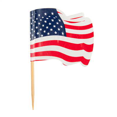 PETITS DRAPEAUX "USA"  4x3/6,5 CM ASSORTI BOIS (144 UNITÉ)