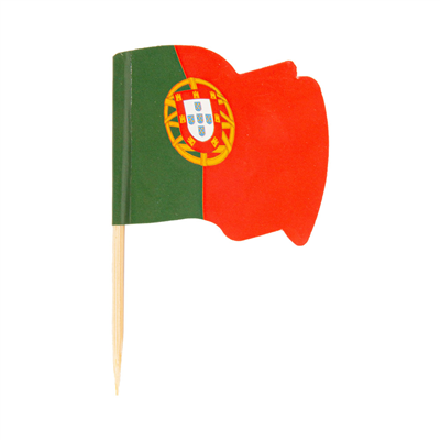 PETITS DRAPEAUX "PORTUGAL"  4x3/6,5 CM ASSORTI BOIS (144 UNITÉ)