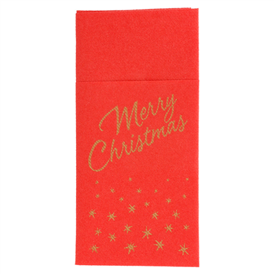 SERVIETTES SOFT KANGOUROU 'MERRY CHRISTMAS' 55 G/M2 40x40 CM ROUGE AIRLAID (700 UNITÉ)