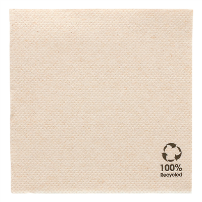SERVIETTES ECOLABEL 'DOUBLE POINT' 19 G/M2 20x20 CM NATUREL OUATE RECYCLÉE (2400 UNITÉ)