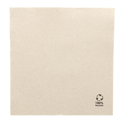 SERVIETTES ECOLABEL 'DOUBLE POINT' 19 G/M2 33x33 CM NATUREL OUATE RECYCLÉE (1200 UNITÉ)