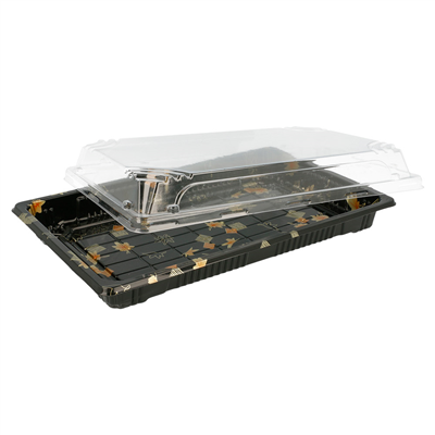 RÉCIPIENTS + COUVERCLES POUR "SUSHI"  24x15x4 CM NOIR PS (300 UNITÉ) – Image 2
