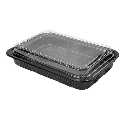 SETS BARQUETTES + COUVERCLES  22,4x15x5 CM NOIR PS (300 UNITÉ)