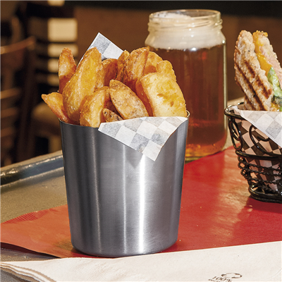 MINI RÉCIPIENTS À FRITES CLASSIQUES, LISSES  Ø 8,5x8,5 CM ARGENTE INOX (12 UNITÉ) – Image 4