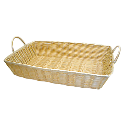 PANIERS SIMILI OSIER RECTANGULAIRES   48x35x10 CM NATUREL PP (12 UNITÉ)