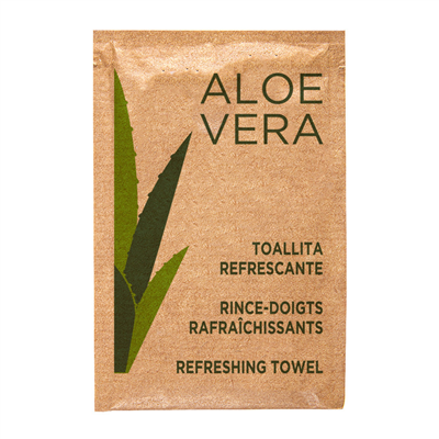 SERVIETTE RAFRAÎCHISSANTE "ALOE VERA" KRAFT  6x8 CM BLANC CELLULOSE (2000 UNITÉ)