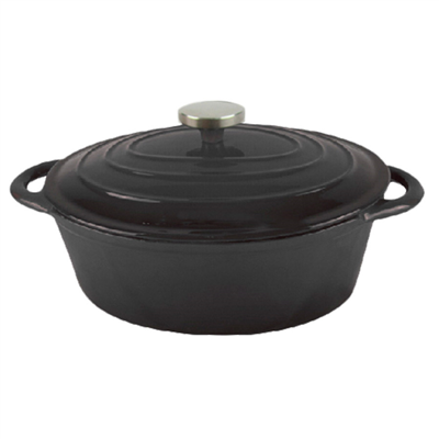 COCOTTE OVALE AVEC COUVERCLE 4500 ML 30,5(37,5)x23x11,5 CM NOIR FER (2 UNITÉ)