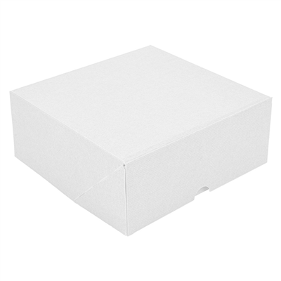 BOÎTES PATISSERIES SANS FENÊTRE 'THEPACK' 250 G/M2 18x18x7,5 CM BLANC CARTON ONDULÉ NANO-MICRO (200 UNITÉ)