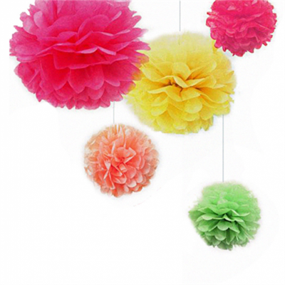 POM POM FLOWER  Ø 25 CM ROSE PAPIER (10 UNITÉ) – Image 2