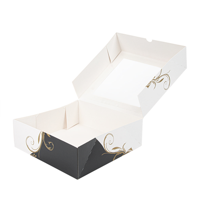 BOÎTES PÂTISSERIES AVEC FENÊTRE 'THEPACK CLASSIC' 250 G/M2 23x23x7,5 CM BLANC CARTON ONDULÉ NANO-MICRO (200 UNITÉ) – Image 6