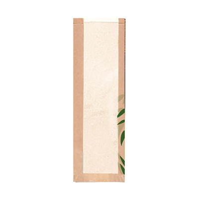 SACHETS PAIN AVEC FENÊTRE "CLASSIC" 'FEEL GREEN' 32 G/M2 14+4x60 CM NATUREL KRAFT (250 UNITÉ)