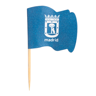 PETITS DRAPEAUX MADRID  4x3/6,5 CM ASSORTI BOIS (144 UNITÉ)
