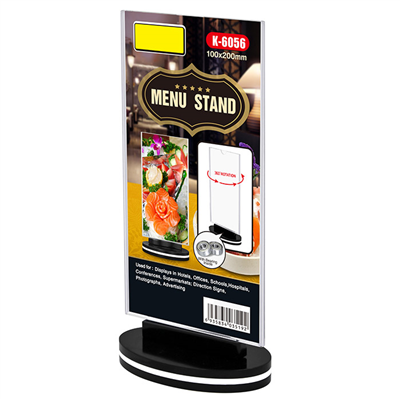 PORTE MENUS ROTATIF DROIT  10x20 CM TRANSPARENT PS (30 UNITÉ)
