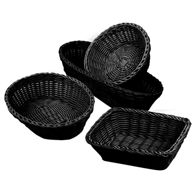 CORBEILLES SIMILAIRE OSIER RONDES  Ø 20x8 CM NOIR PP (12 UNITÉ)