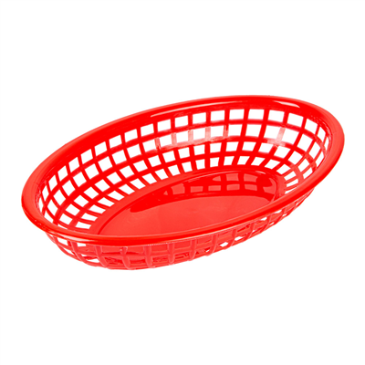 CORBEILLES OVALES  24x15x4,5 CM ROUGE PP (12 UNITÉ)